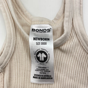 Unisex Bonds, ribbed organic cotton singletsuit / romper, EUC, size 0000,  
