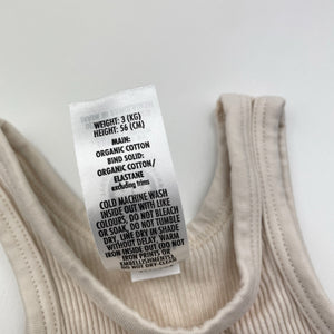 Unisex Bonds, ribbed organic cotton singletsuit / romper, EUC, size 0000,  