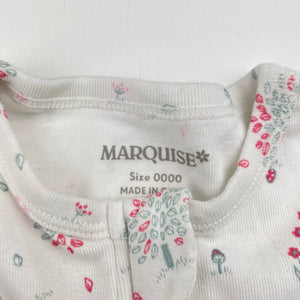 Girls Marquise, cotton zip coverall / romper, rabbits, EUC, size 0000,  