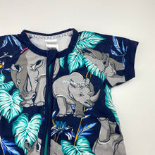 Load image into Gallery viewer, Unisex Bonds, zip wondersuit / zippy / romper, rhinos, GUC, size 0,  