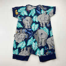 Load image into Gallery viewer, Unisex Bonds, zip wondersuit / zippy / romper, rhinos, GUC, size 0,  