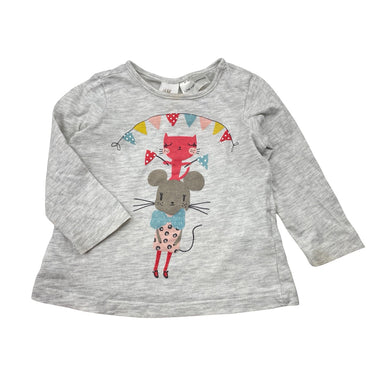 Girls H&M, grey marle long sleeve top, FUC, size 00,  
