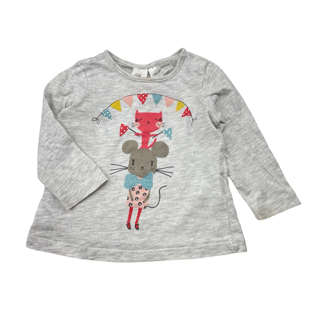 Girls H&M, grey marle long sleeve top, FUC, size 00,  
