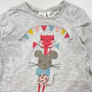 Girls H&M, grey marle long sleeve top, FUC, size 00,  
