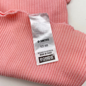 Girls Bonds, pink ribbed cotton singlet top, EUC, size 000,  