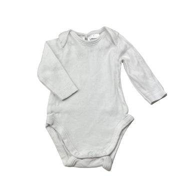 Unisex Dymples, white cotton bodysuit / romper, EUC, size 0000,  