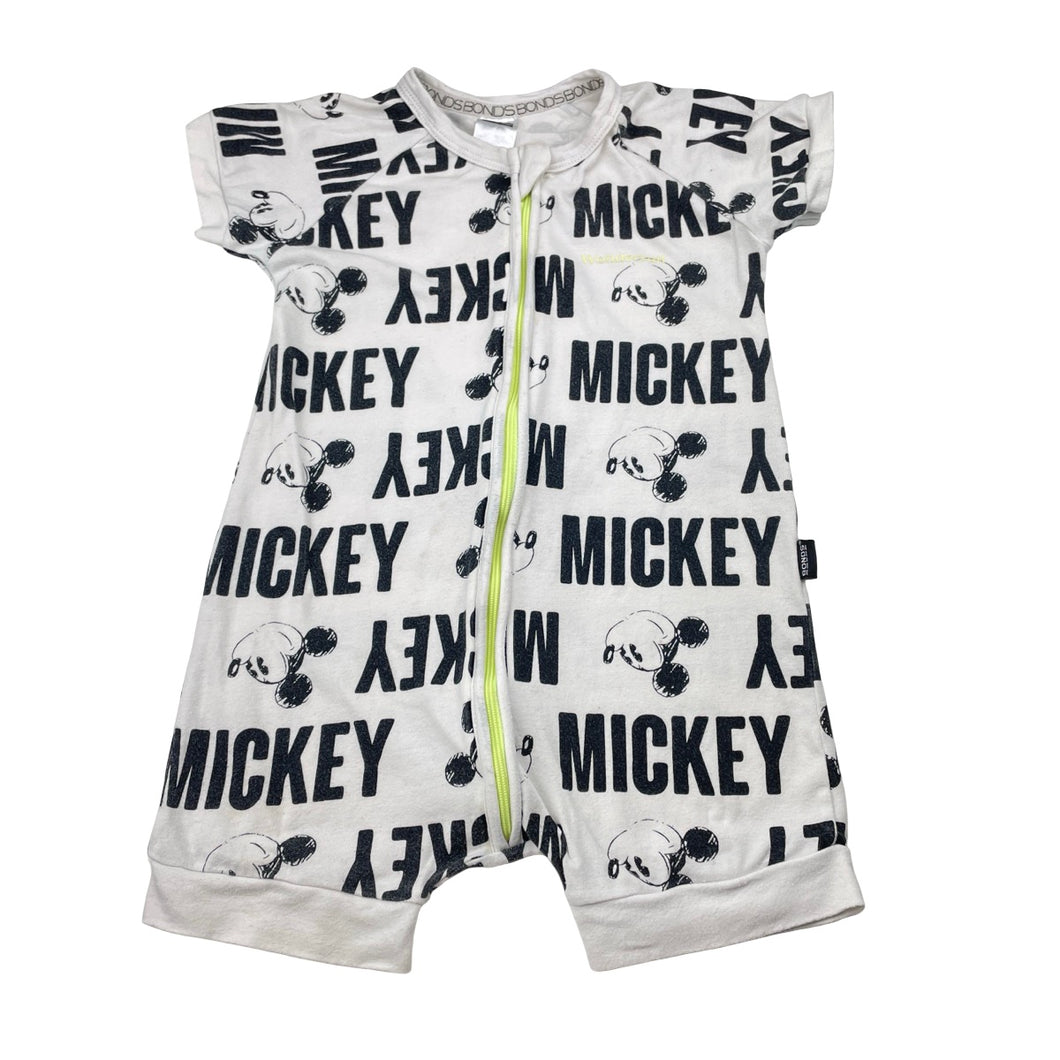 Boys Bonds, zip wondersuit, Mickey Mouse, wash fade, FUC, size 2,  