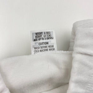 Unisex Bonds, white cotton pants / bottoms, GUC, size 000,  