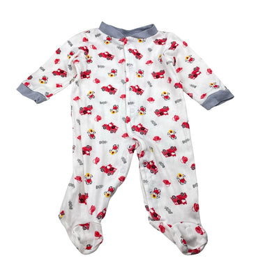 Boys Cutie Pie, cotton coverall / romper, fire engines, GUC, size 000,  