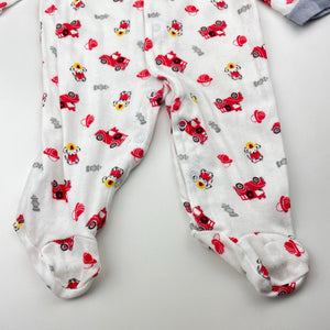 Boys Cutie Pie, cotton coverall / romper, fire engines, GUC, size 000,  