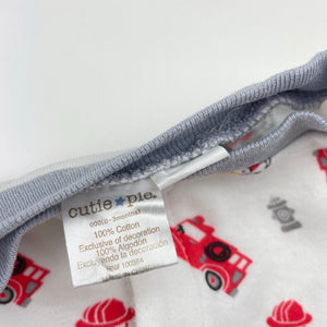 Boys Cutie Pie, cotton coverall / romper, fire engines, GUC, size 000,  