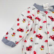 Load image into Gallery viewer, Boys Cutie Pie, cotton coverall / romper, fire engines, GUC, size 000,  