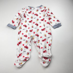 Boys Cutie Pie, cotton coverall / romper, fire engines, GUC, size 000,  