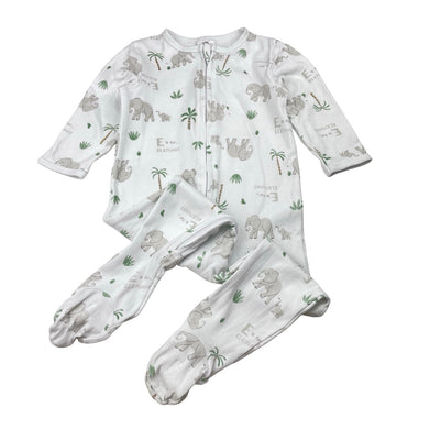 Unisex Dymples, cotton zip coverall / romper, elephants, GUC, size 1,  