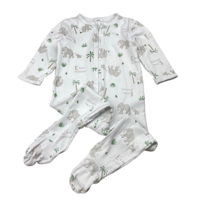 Unisex Dymples, cotton zip coverall / romper, elephants, GUC, size 1,  
