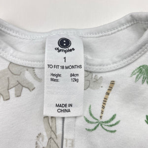 Unisex Dymples, cotton zip coverall / romper, elephants, GUC, size 1,  