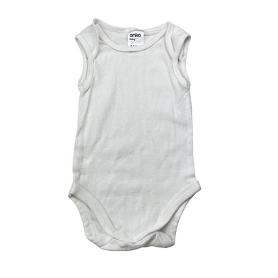 Unisex Anko, white cotton bodysuit / romper, EUC, size 000,  