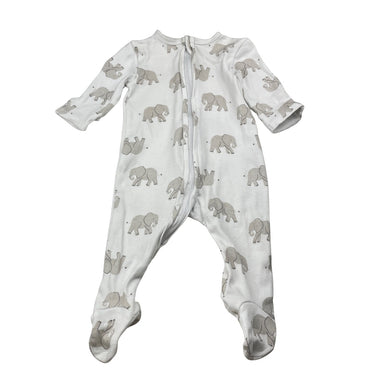 Unisex Dymples, cotton zip coverall / romper, elephants, FUC, size 00,  
