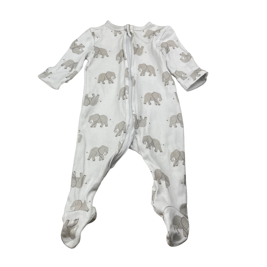 Unisex Dymples, cotton zip coverall / romper, elephants, FUC, size 00,  