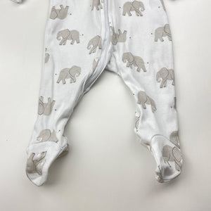 Unisex Dymples, cotton zip coverall / romper, elephants, FUC, size 00,  
