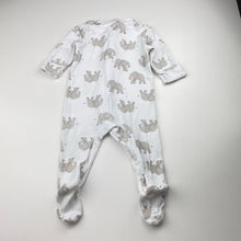 Load image into Gallery viewer, Unisex Dymples, cotton zip coverall / romper, elephants, FUC, size 00,  
