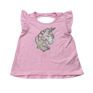 Girls Btween, soft feel stretchy top, sequin unicorn, FUC, size 2,  