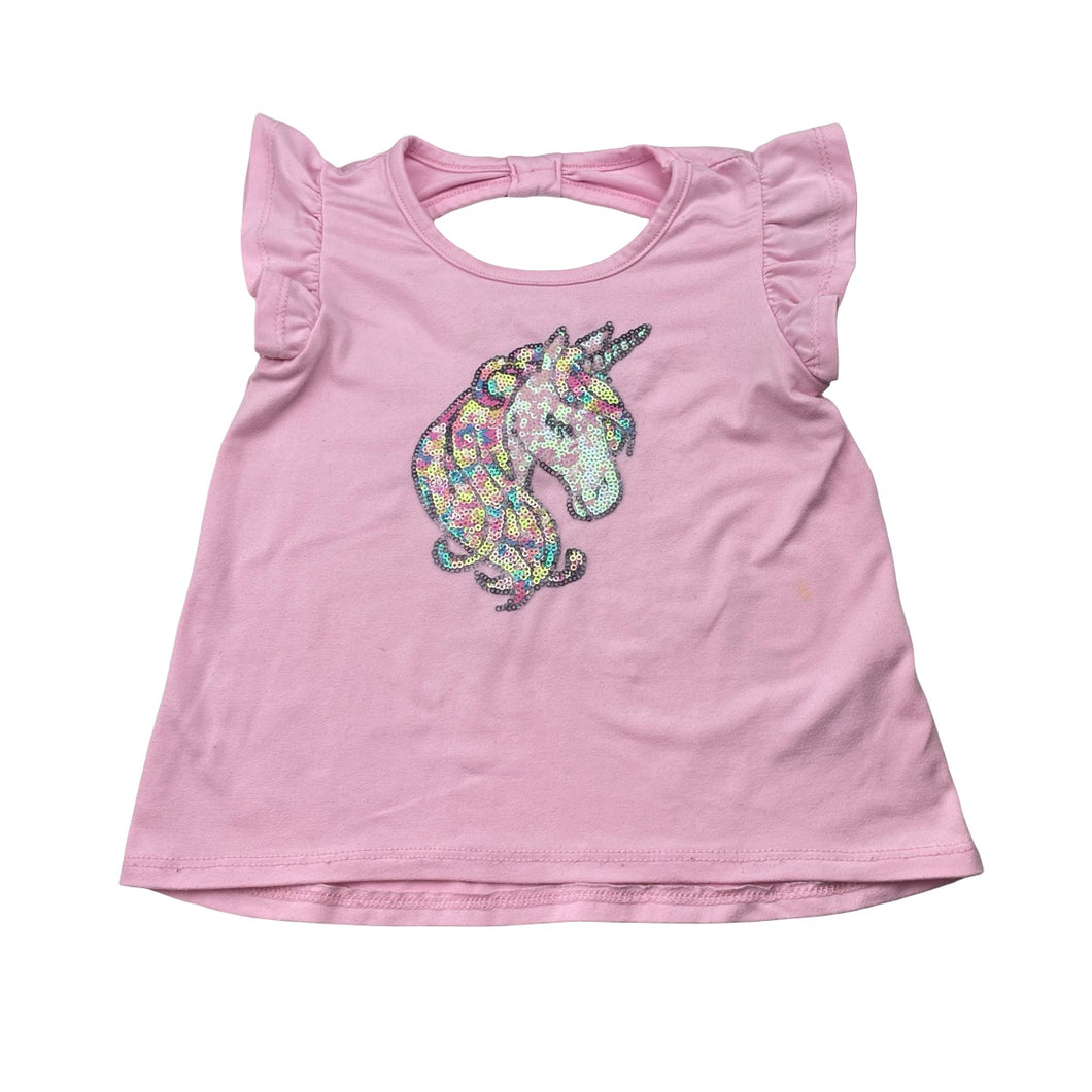 Girls Btween, soft feel stretchy top, sequin unicorn, FUC, size 2,  