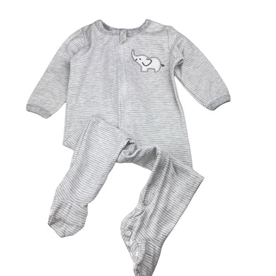 Unisex Baby Berry, striped zip coverall / romper, elephant, EUC, size 0,  