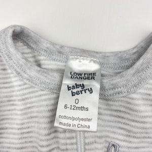 Unisex Baby Berry, striped zip coverall / romper, elephant, EUC, size 0,  