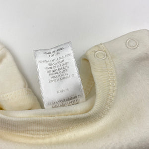 Unisex Coles, cream cotton bodysuit / romper, GUC, size 00,  