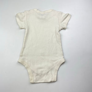 Unisex Coles, cream cotton bodysuit / romper, GUC, size 00,  