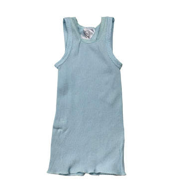 Unisex Target, blue ribbed cotton singlet top, GUC, size 000,  