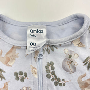 Unisex Anko, cotton zip coverall / romper, GUC, size 00,  
