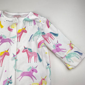 Girls Next, colourful cotton coverall / romper, unicorns, EUC, size 000,  