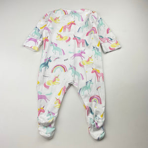 Girls Next, colourful cotton coverall / romper, unicorns, EUC, size 000,  