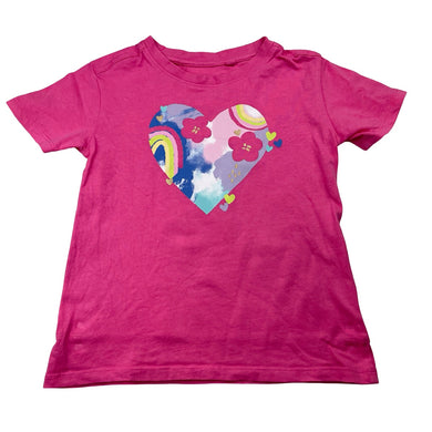 Girls Anko, pink cotton tee / top, heart, EUC, size 5,  