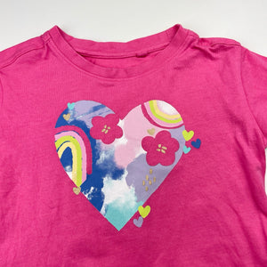 Girls Anko, pink cotton tee / top, heart, EUC, size 5,  