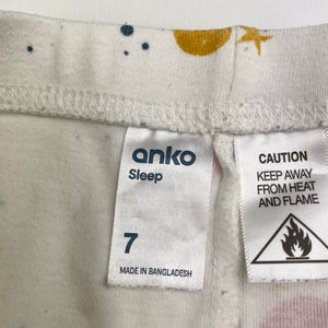 Girls Anko, cotton pyjama pants / bottoms, FUC, size 7,  