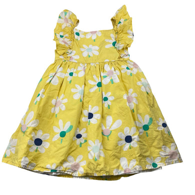 Girls M&S, lined lightweight floral cotton summer dress, GUC, size 4-5, L: 52cm