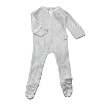 Load image into Gallery viewer, Unisex purebaby, grey stripe organic cotton zip coverall / romper, FUC, size 000,  