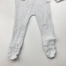 Load image into Gallery viewer, Unisex purebaby, grey stripe organic cotton zip coverall / romper, FUC, size 000,  