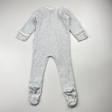 Load image into Gallery viewer, Unisex purebaby, grey stripe organic cotton zip coverall / romper, FUC, size 000,  