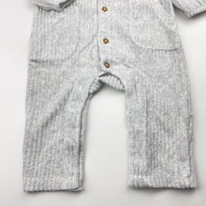 Girls M&S, grey ribbed velour romper , GUC, size 0,  