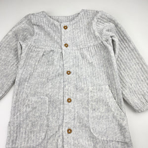 Girls M&S, grey ribbed velour romper , GUC, size 0,  