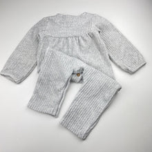 Load image into Gallery viewer, Girls M&amp;S, grey ribbed velour romper , GUC, size 0,  