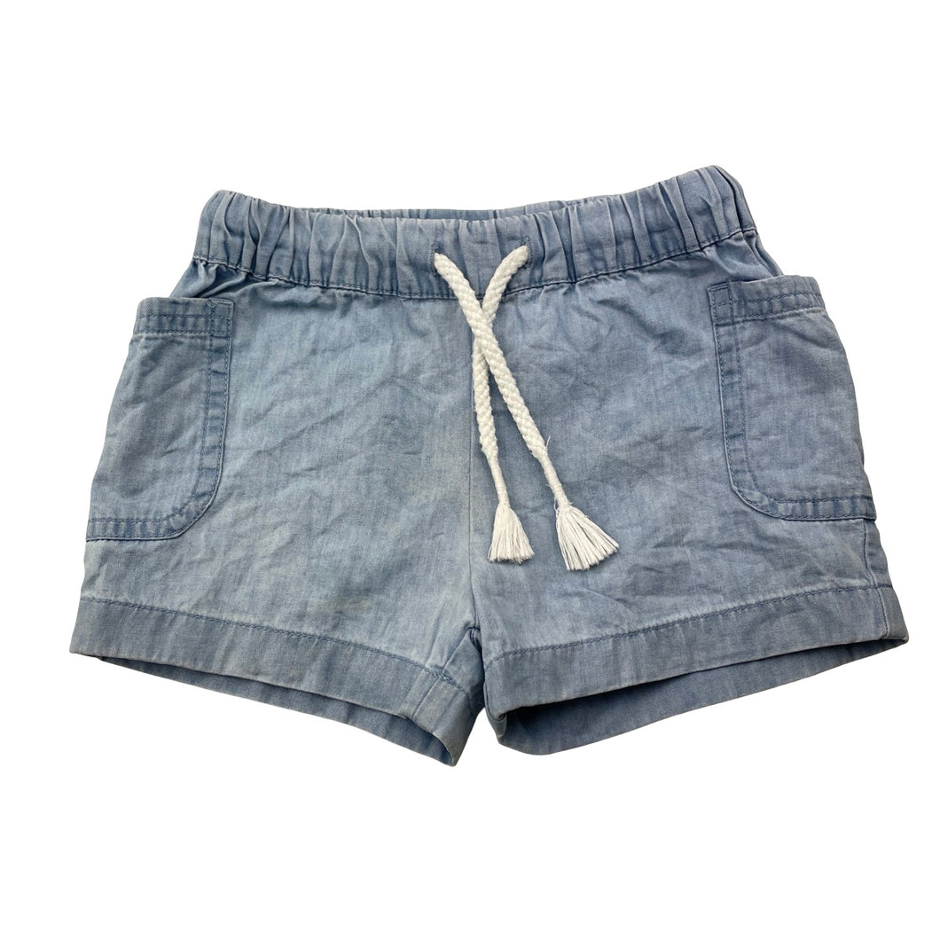 Girls Anko, blue chambray cotton shorts, elasticated, FUC, size 1,  