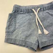 Load image into Gallery viewer, Girls Anko, blue chambray cotton shorts, elasticated, FUC, size 1,  