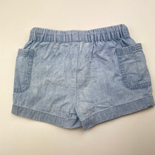 Load image into Gallery viewer, Girls Anko, blue chambray cotton shorts, elasticated, FUC, size 1,  