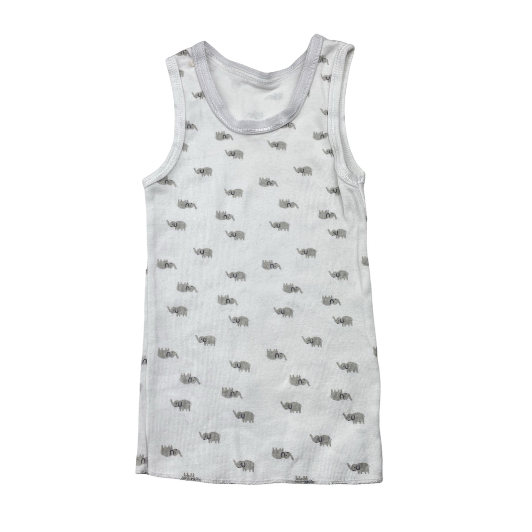 Unisex Anko, cotton singlet top, elephants, GUC, size 0,  
