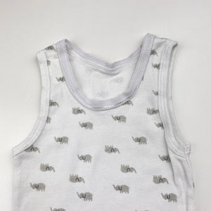 Unisex Anko, cotton singlet top, elephants, GUC, size 0,  